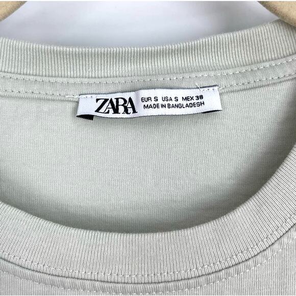Zara Man Light Green Tee Small Cotton - Picture 3 of 4